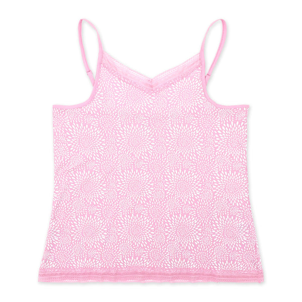 פיג'מת גופיה מודפסת עם תחרה נשים