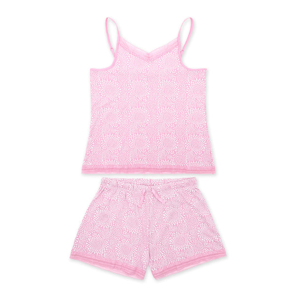 פיג'מת גופיה מודפסת עם תחרה נשים