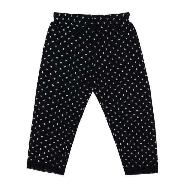 פיג'מה מודפסת עם מכנס ארוך ותחרה נשים