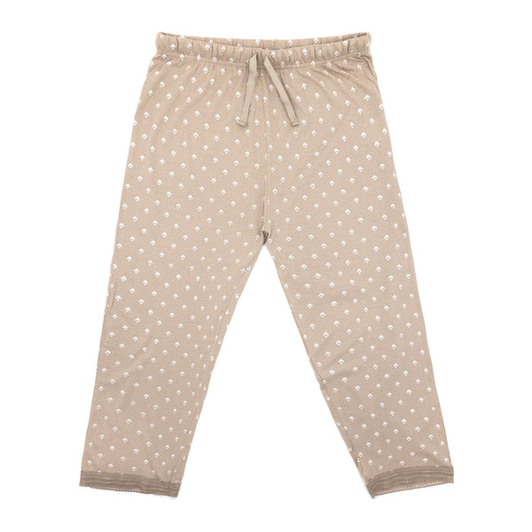 פיג'מה מודפסת עם מכנס ארוך ותחרה נשים