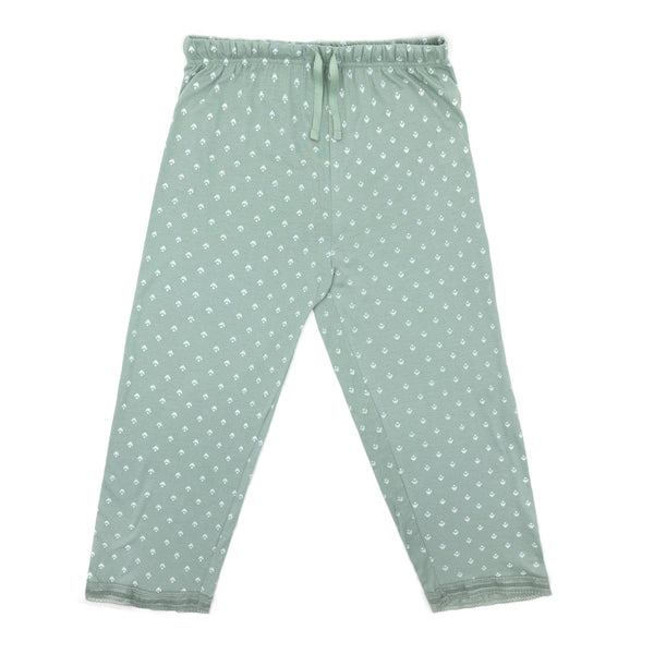 פיג'מה מודפסת עם מכנס ארוך ותחרה נשים