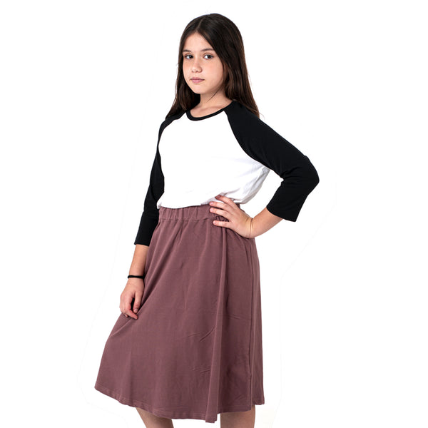 מארז 3 חצאיות ברך פרנץ' טרי שחור-כחול-חום בנות