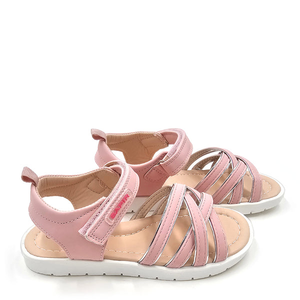 סנדלים ורודים עם סגירת סקוטש בנות