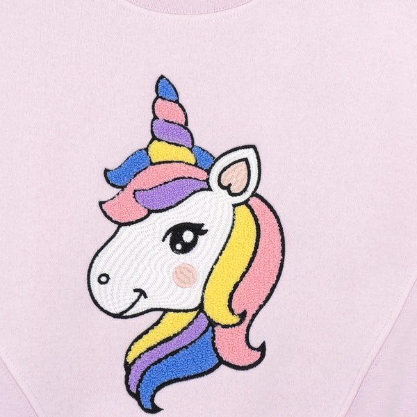 חולצת פוטר עם אפליקציית מגבת חד קרן בנות