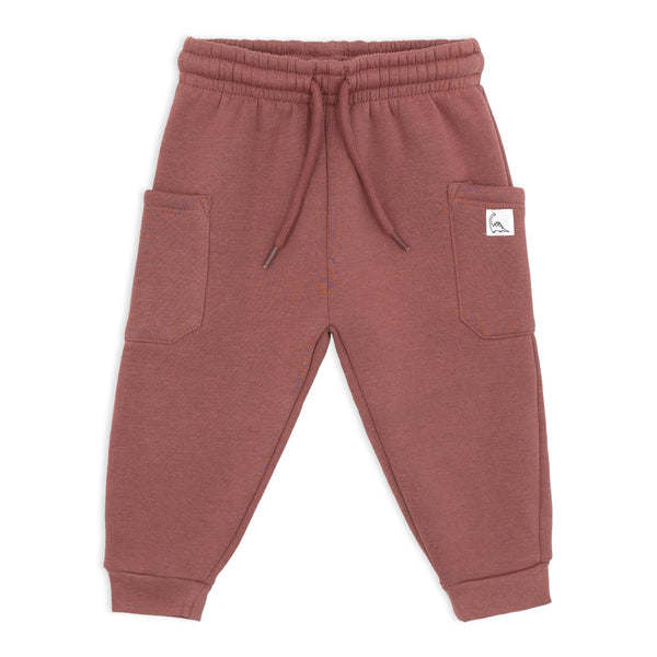 שני מכנסי פוטר עם כיסים חום-בז' תינוקות בנים