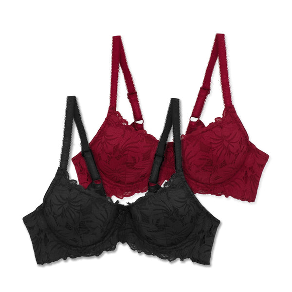 זוג חזיות בייסיק עם תחרה וריפוד קל נשים