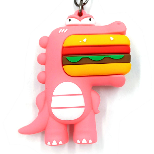 מחזיק מפתחות דינוזאור עם המבורגר