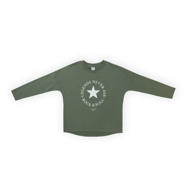חולצת מעבר ירוקה מודפסת Legends Never Die נשים