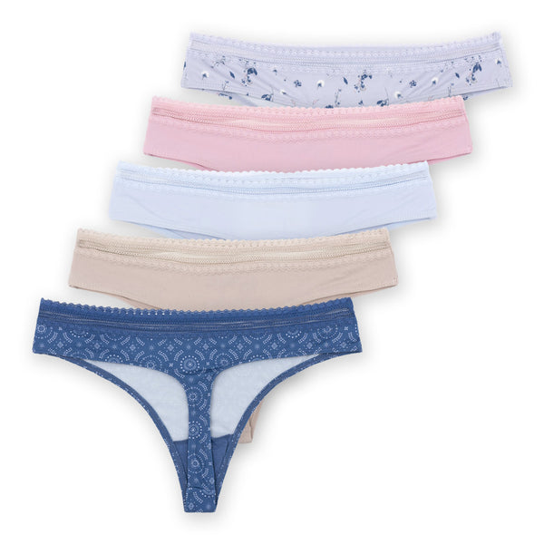 מארז 5 תחתוני חוטיני עם תחרה נשים