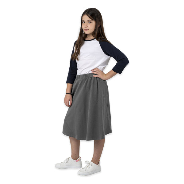 מארז 4 חצאיות ברך שחור-פוקסיה-ורוד-פלדה בנות 8-16