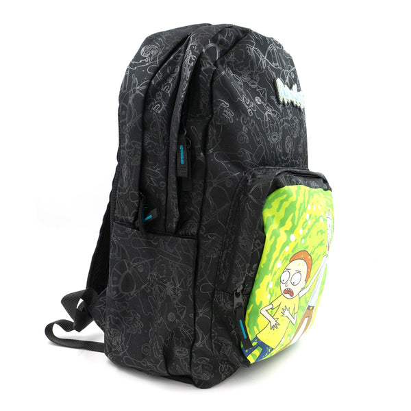 תיק בית ספר ריק ומורטי Rick And Morty שחור-ירוק