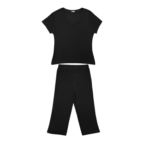 זוג פיג'מות ריב אורך 3/4 נשים