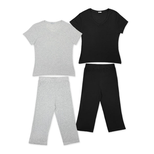 זוג פיג'מות ריב אורך 3/4 נשים