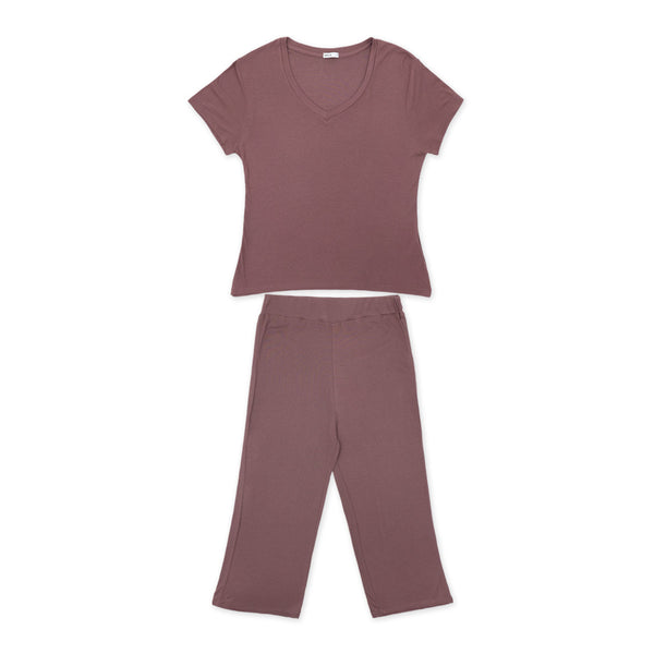 זוג פיג'מות ריב אורך 3/4 נשים