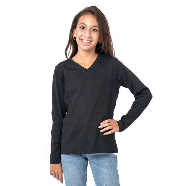 מארז 6 חולצות בית ספר ארוכות צווארון וי