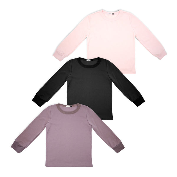 מארז 3 גופיות שרוול ארוך בגוונים ילדים