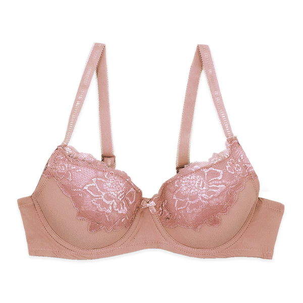 מארז 3 חזיות עם ריפוד קל ועיטור תחרה נשים