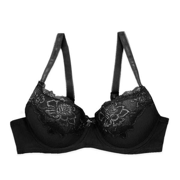 מארז 3 חזיות עם ריפוד קל ועיטור תחרה נשים