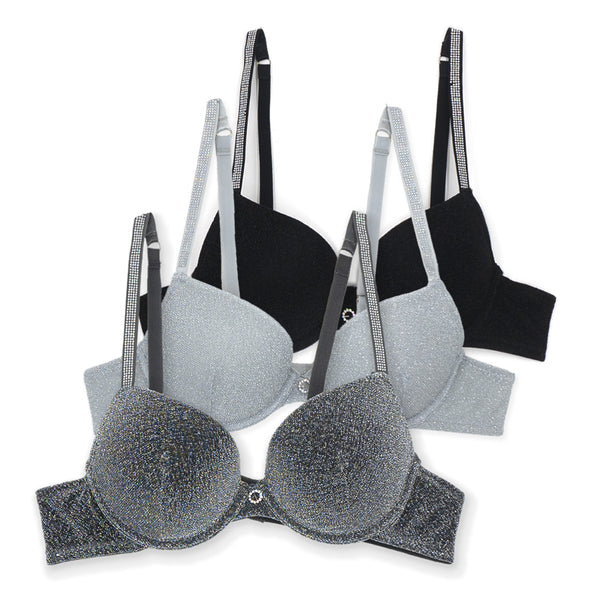 מארז 3 חזיות מבריקות עם פוש-אפ עדין נשים