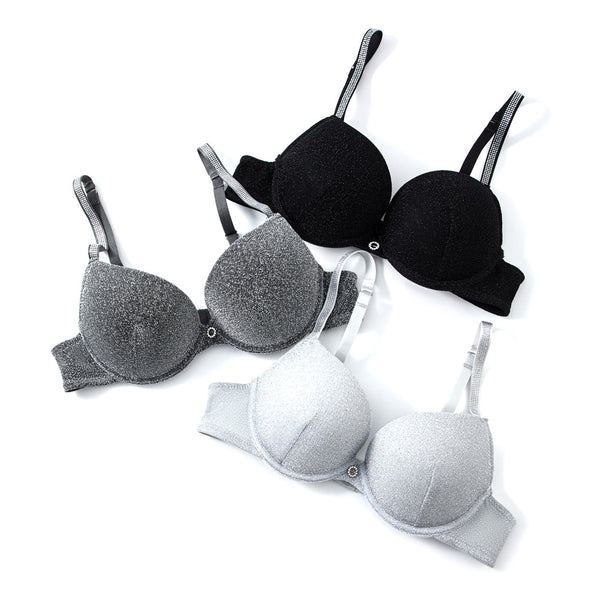 מארז 3 חזיות מבריקות עם פוש-אפ עדין נשים