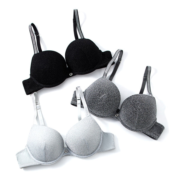 מארז 3 חזיות מבריקות עם פוש-אפ עדין נשים