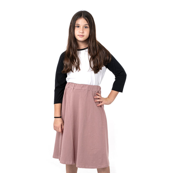 מארז 3 חצאיות ברך פרנץ' טרי שחור-כחול-פודרה בנות