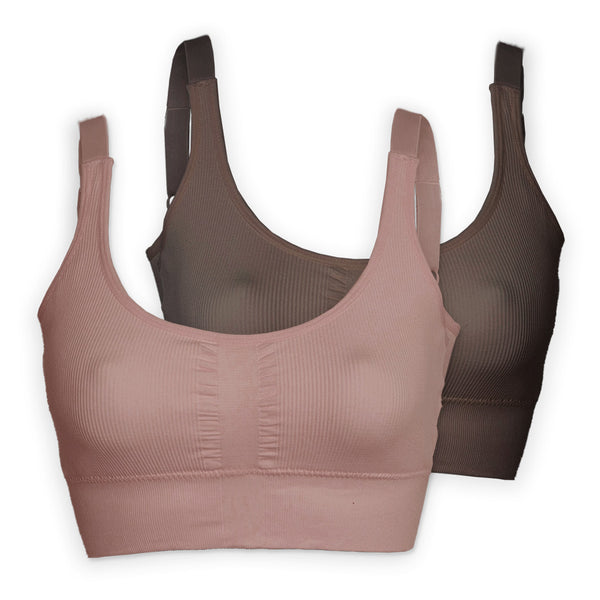 זוג גוזיות ללא תפר בטנה כפולה וקאפים נשלפים נשים S-XL