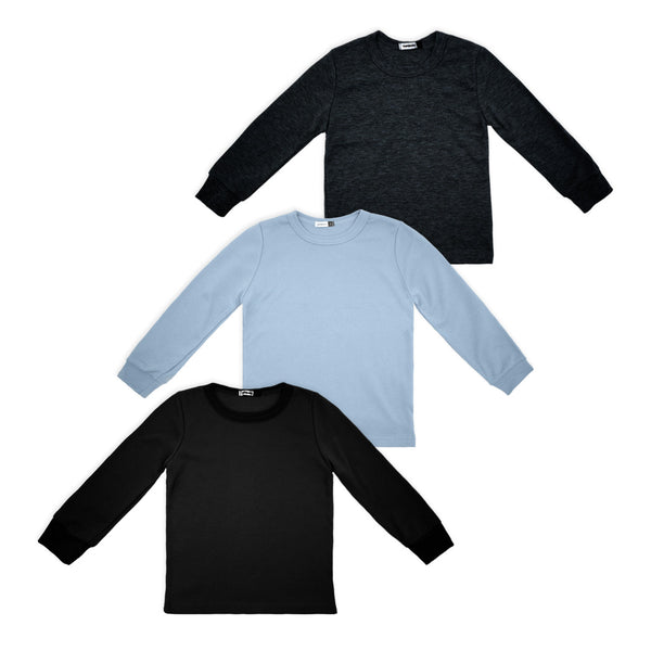 מארז 3 גופיות שרוול ארוך בגוונים ילדים