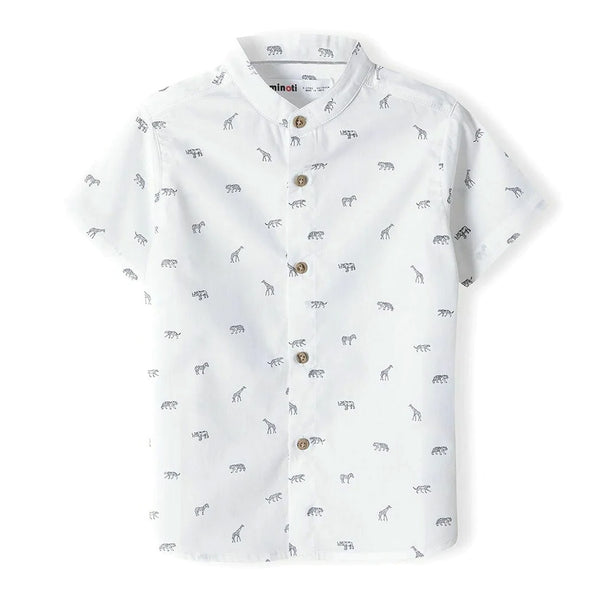 חולצת מינוטי לבנה מכופתרת עם הדפס חיות אולאובר בנים