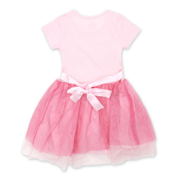 שמלת טול עם קישוטי אבנים וסרט Barbie בנות