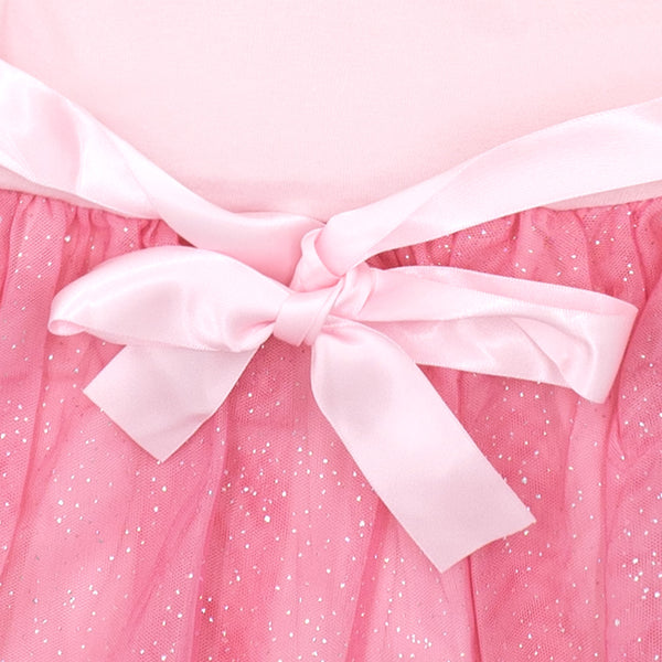 שמלת טול עם קישוטי אבנים וסרט Barbie בנות