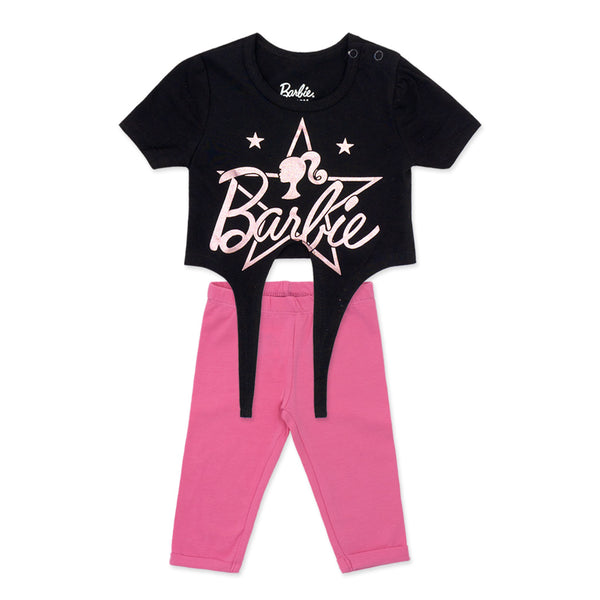 מארז 2 חליפות ברבי עם קשירה ורוד-שחור תינוקות בנות