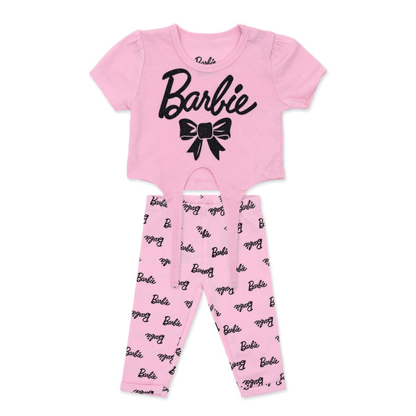 מארז 2 חליפות ברבי עם קשירה ורוד-שחור תינוקות בנות