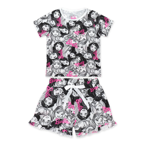 מארז 2 פיג'מות לבנות מודפסות ברבי בנות