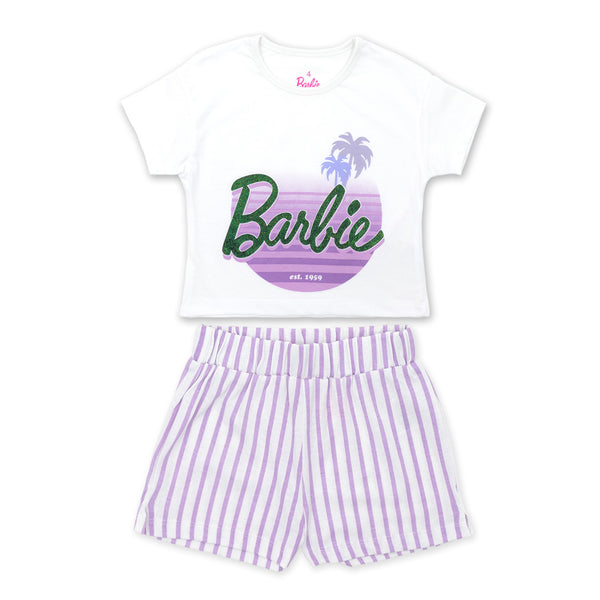 מארז 2 פיג'מות לבנות מודפסות ברבי בנות