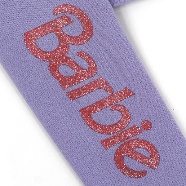 חליפת פוטר הדפס פרצוף ברבי ונצנץ בנות