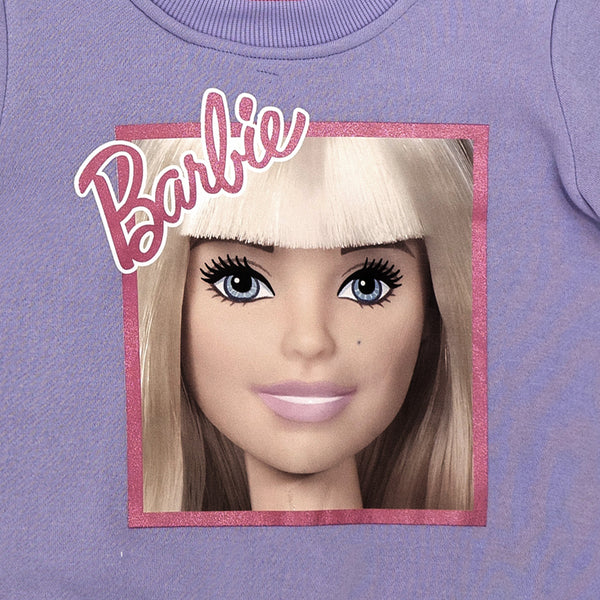 חליפת פוטר הדפס פרצוף ברבי ונצנץ בנות