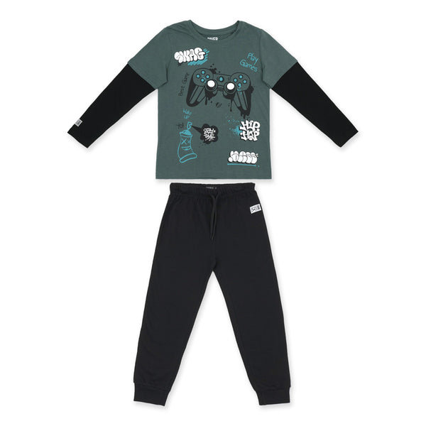 מארז 3 חליפות מעבר שחור-ירוק-אפור בנים