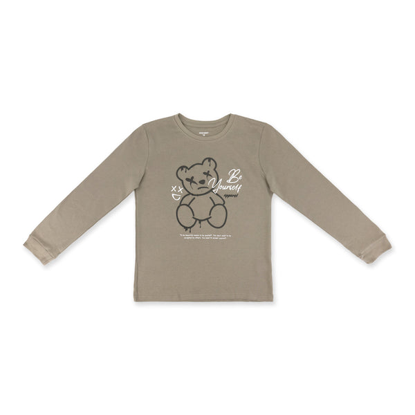 זוג פיג'מות מעבר מודפסות אפור-שחור-קאמל בנים