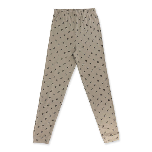 זוג פיג'מות מעבר מודפסות אפור-שחור-קאמל בנים