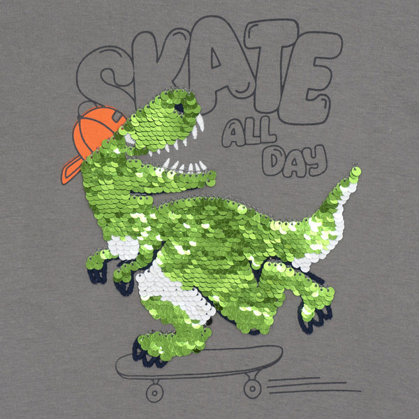 זוג חולצות דינוזאורים עם פאייטים מתחלפים בנים