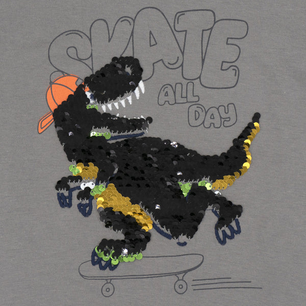 זוג חולצות דינוזאורים עם פאייטים מתחלפים בנים