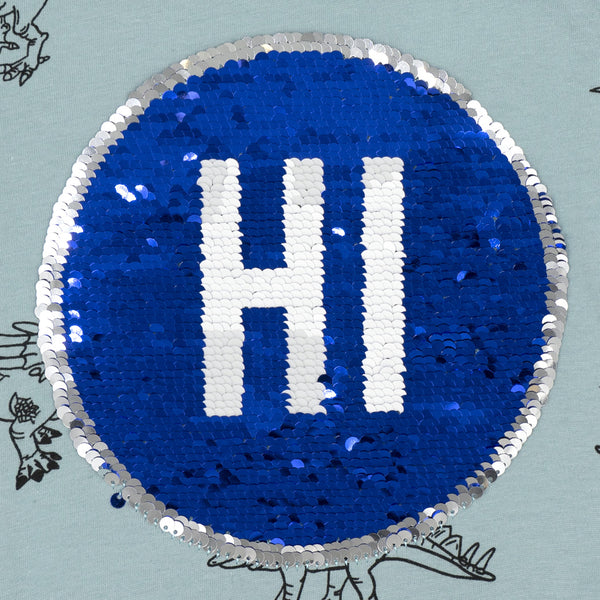 זוג חולצות דינוזאורים עם פאייטים מתחלפים בנים