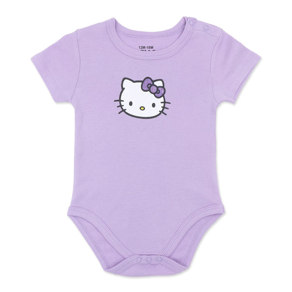 זוג בגדי גוף הלו קיטי סגול-לבן תינוקות בנות