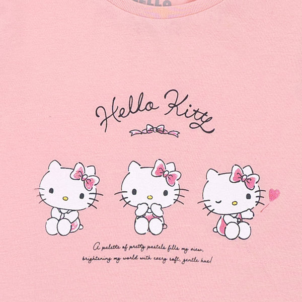 זוג חולצות הלו קיטי כחול-אפרסק בנות