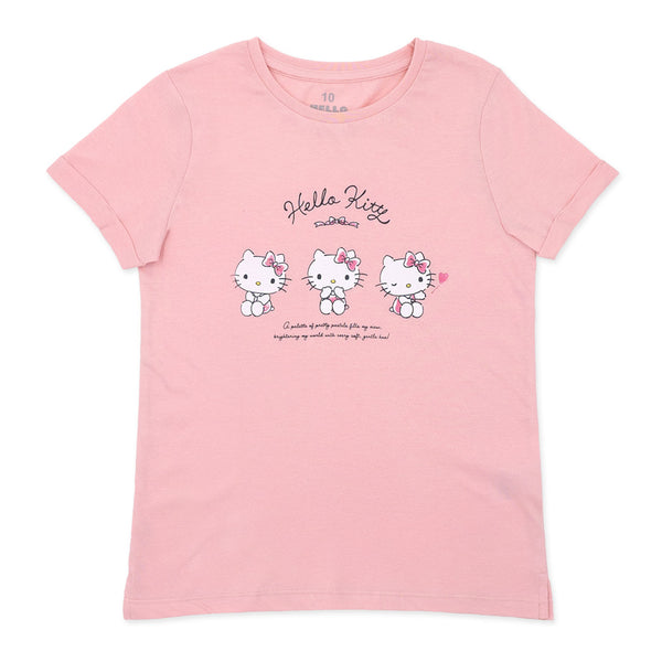 זוג חולצות הלו קיטי כחול-אפרסק בנות