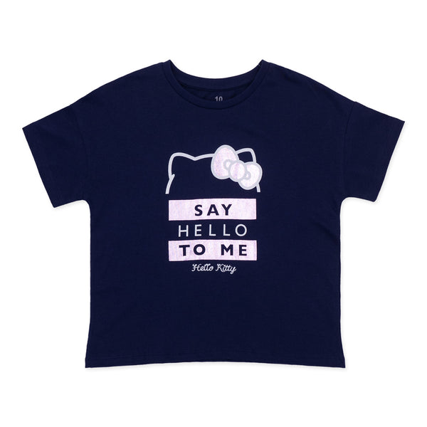 זוג חולצות הלו קיטי כחול-אפרסק בנות