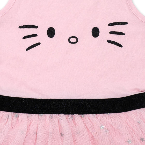 שמלת טול הלו קיטי עם חגורת גומי ופפיון בנות