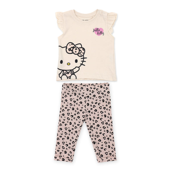 זוג חליפות שרוול מלמלה Hello Kitty תינוקות בנות