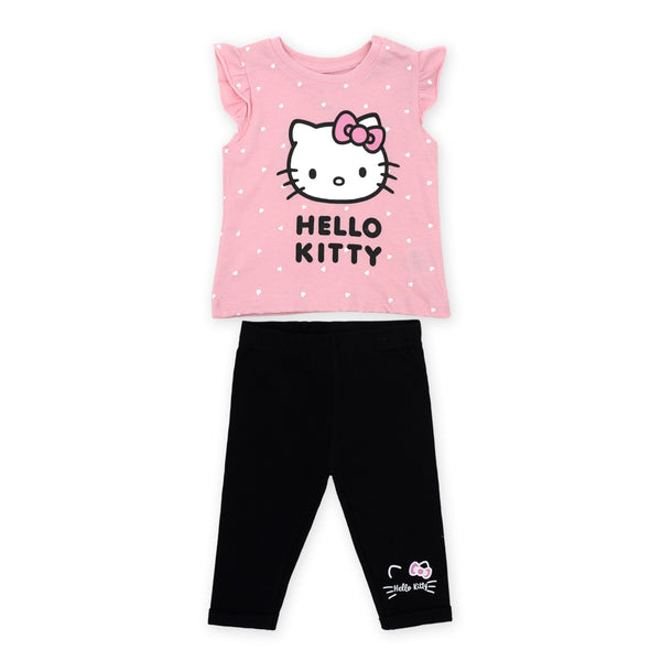 זוג חליפות שרוול מלמלה Hello Kitty תינוקות בנות